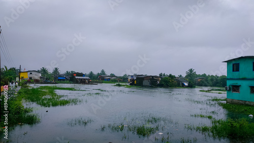 flood in the village due to heavy rainfall.