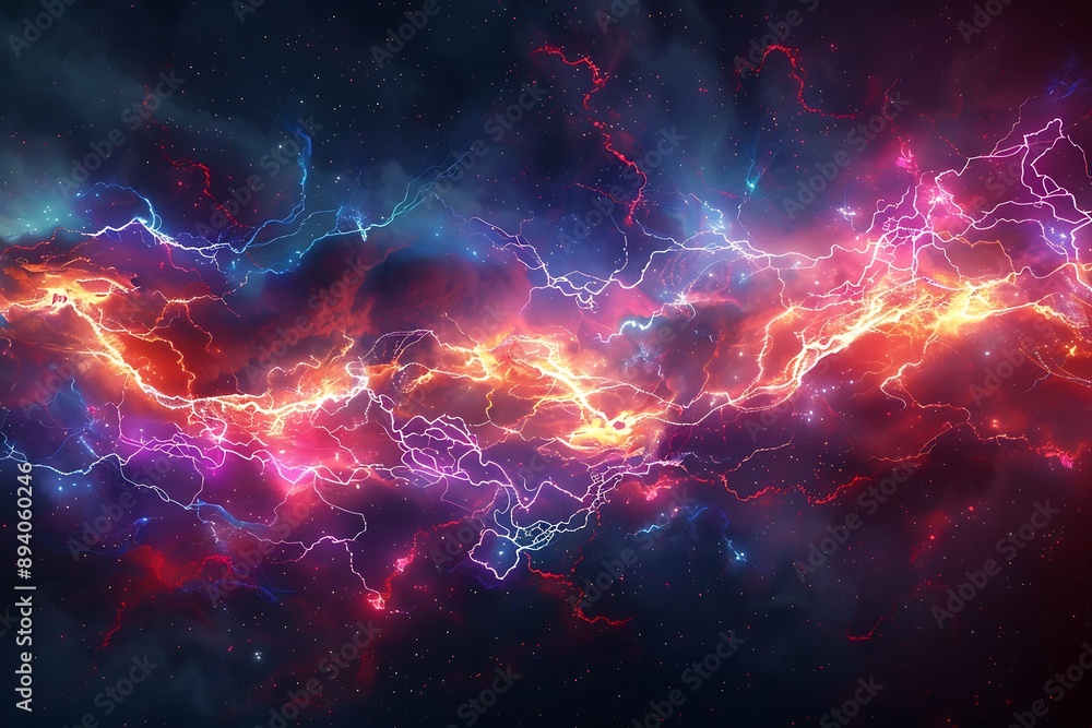 Cosmic Lightning Storm in a Starry Sky Cosmic Lightning Storm in a Starry Sky