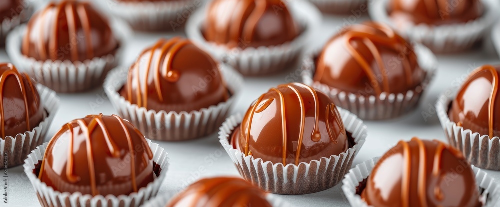 Toffee Caramel Candies Close-Up, Isolated On A White Background, Looking Rich And Indulgent Toffee Caramel Candies Close-Up, Isolated On A White Background, Looking Rich And Indulgent