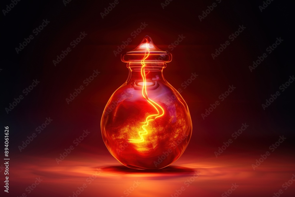 Illuminated potion bottle with glowing liquid, creating an enchanting and magical atmosphere, perfect for fantasy themes. Illuminated potion bottle with glowing liquid, creating an enchanting and magical atmosphere, perfect for fantasy themes.