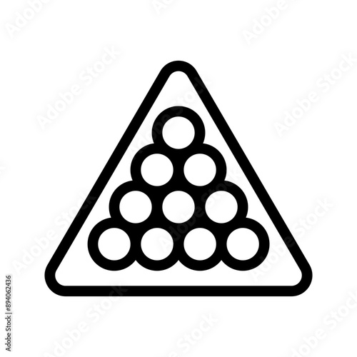 Billiard balls for billiard triangle. Billiard table or snooker table with cues and balls rack. Pyramid of billiard balls for pool table with cue and ball. Sport game tools. Balls racks.