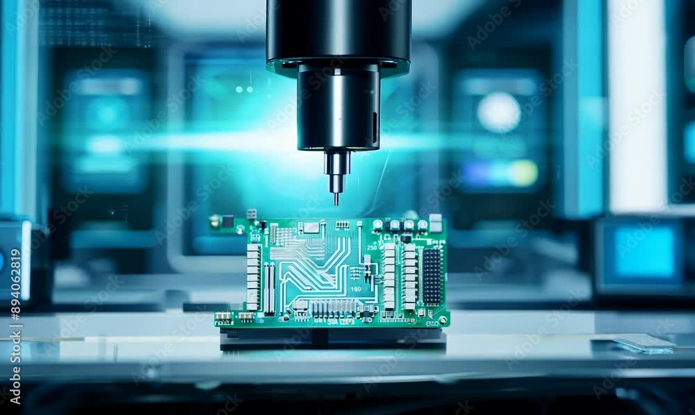 printed circuit board on a printer close-up printed circuit board on a printer close-up
