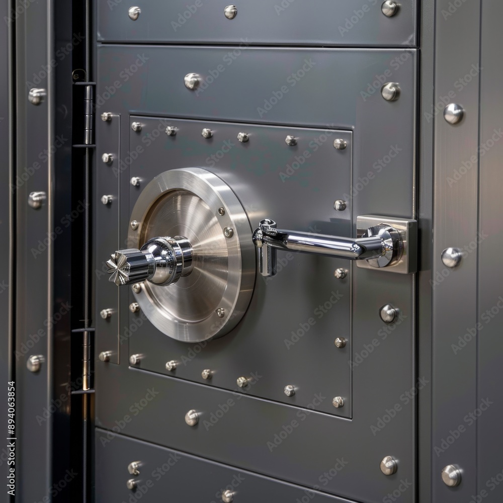Obraz premium Heavyduty safe door, emphasizing security and protection in vaults