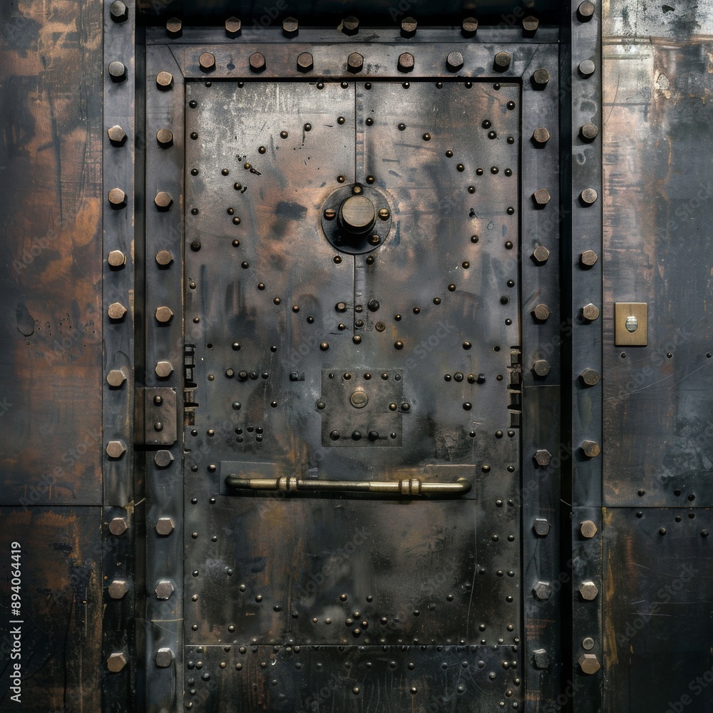 Robust metallic safe door, symbolizing banking security and fortification Robust metallic safe door, symbolizing banking security and fortification