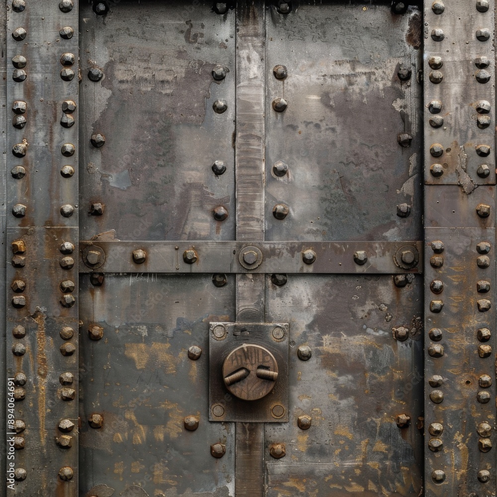 Fototapeta premium Secure metallic safe door representing security and fortification