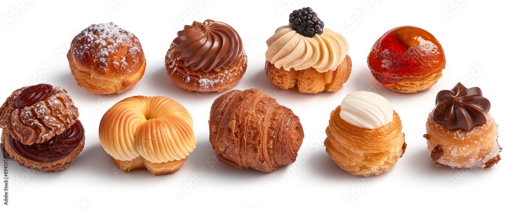 Petit Fours Isolated On A White Background, Looking Delicate And Tasty Petit Fours Isolated On A White Background, Looking Delicate And Tasty