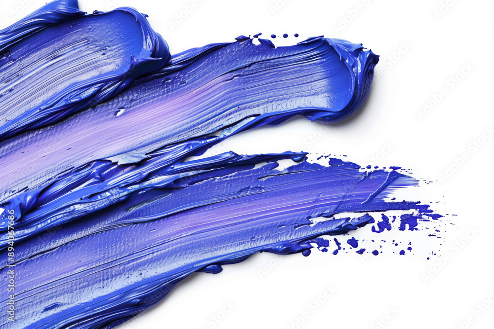 Layout photo of blue smears of lipstick or paint on a white background Layout photo of blue smears of lipstick or paint on a white background
