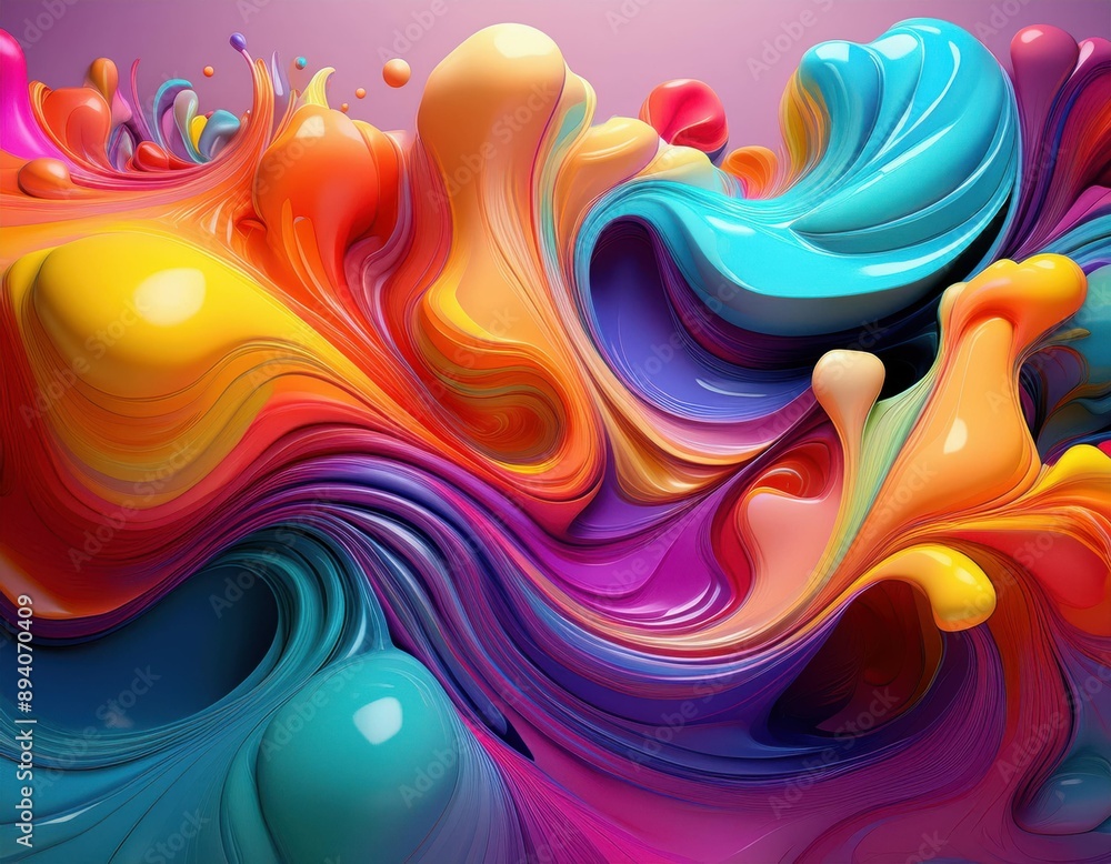 Fototapeta premium A colorful painting with a rainbow of colors and a wave-like pattern