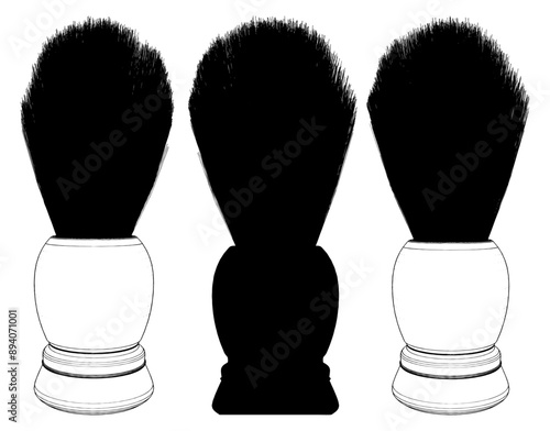 Shaving Brush Vector. An Illustration Of a Retro Brush For Shaving. Isolated On A White Background.