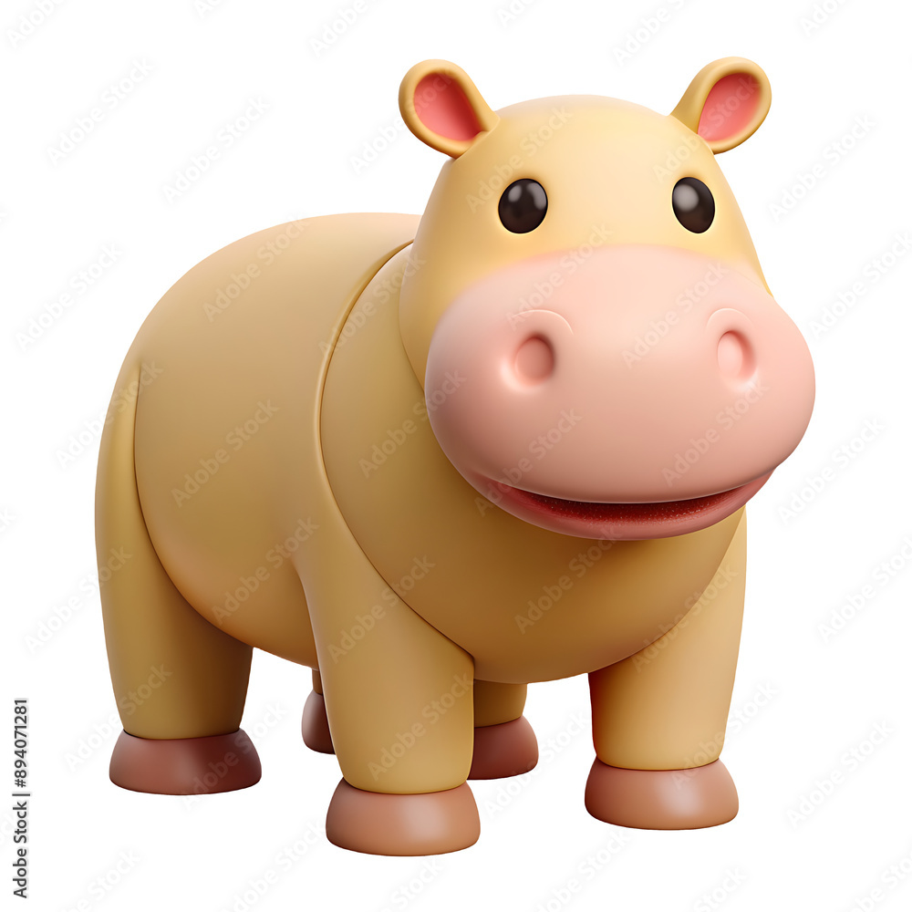 hippopotamus icon soft brown color in plastic 3d style hippopotamus icon soft brown color in plastic 3d style
