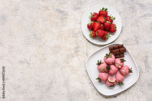 Fresh red strawberries and ...