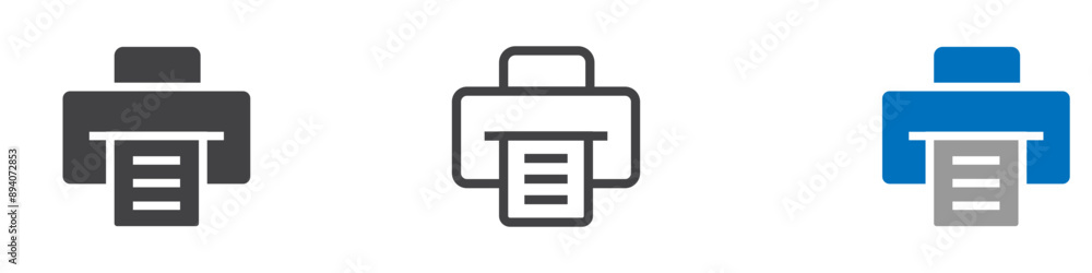 Print icon sign set in outline style graphics design Print icon sign set in outline style graphics design