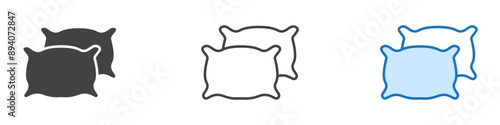 Pillow icon sign set in outline style graphics design