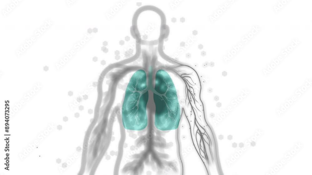 Anatomy, oxygen and human lungs with white background for wellness or healthcare support. Person, chest xray and air movement with artery flow for breath in healthy body, graphic for medical research Anatomy, oxygen and human lungs with white background for wellness or healthcare support. Person, chest xray and air movement with artery flow for breath in healthy body, graphic for medical research