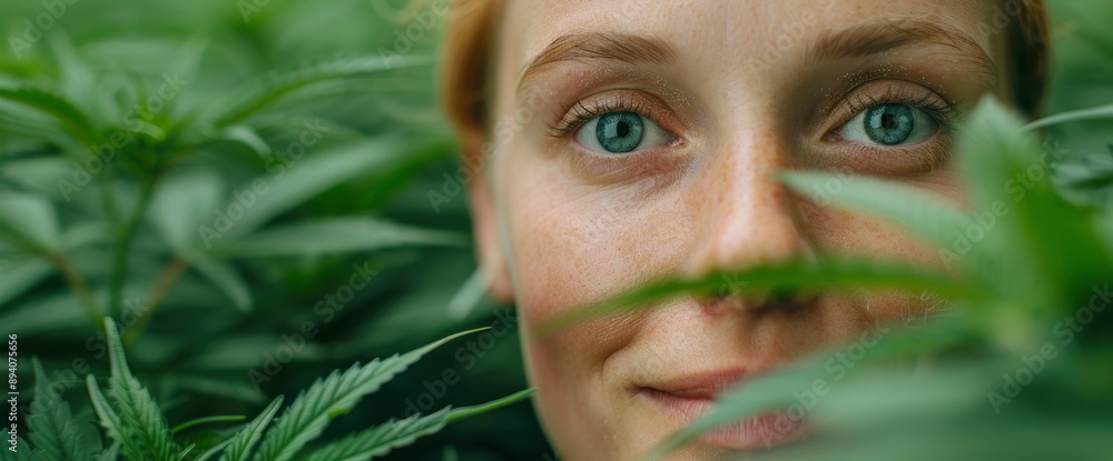Cbd Cannabis Gummy, A Woman Eating An Edible Weed Sweet Candy Leaf For Anxiety, Showcasing Its Benefits Cbd Cannabis Gummy, A Woman Eating An Edible Weed Sweet Candy Leaf For Anxiety, Showcasing Its Benefits