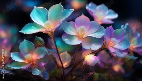 Beautiful rainbow-colored fantastic flowers