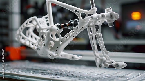 A 3D printed bicycle frame being assembled photo