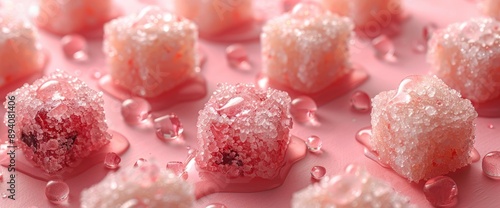 A Pattern Of Sugar Cubes On A Pink Background, Creating A Sweet And Artistic Visual