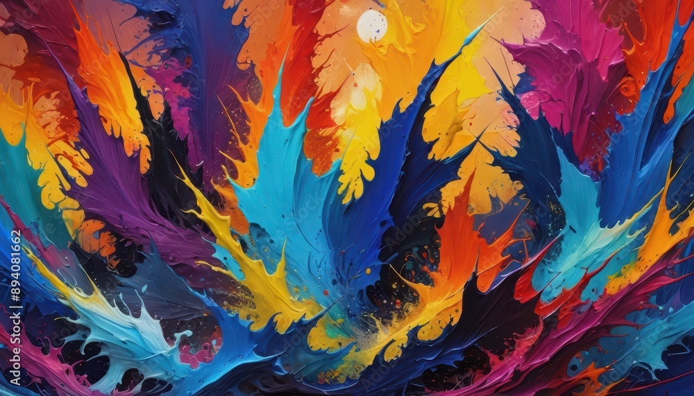 Abstract Painting with Vivid Colors and Splashes. Abstract Painting with Vivid Colors and Splashes.