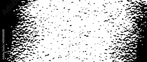 Grunge rough grain overlay background. Black gritty gravel texture. Distressed noise surface with dust, sand, particles, specks, speckles. Shabby dirty granule backdrop. Vector overlay