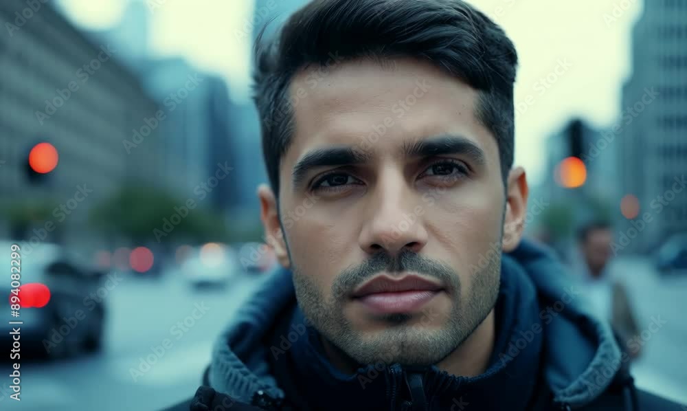 Portrait of a handsome young man on the street in New York City Portrait of a handsome young man on the street in New York City