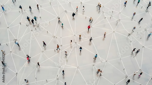 People Connected by White Lines