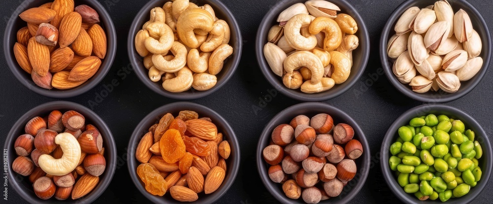 A Round Box Filled With Various Nuts And Dried Fruits, Looking Healthy And Delicious A Round Box Filled With Various Nuts And Dried Fruits, Looking Healthy And Delicious