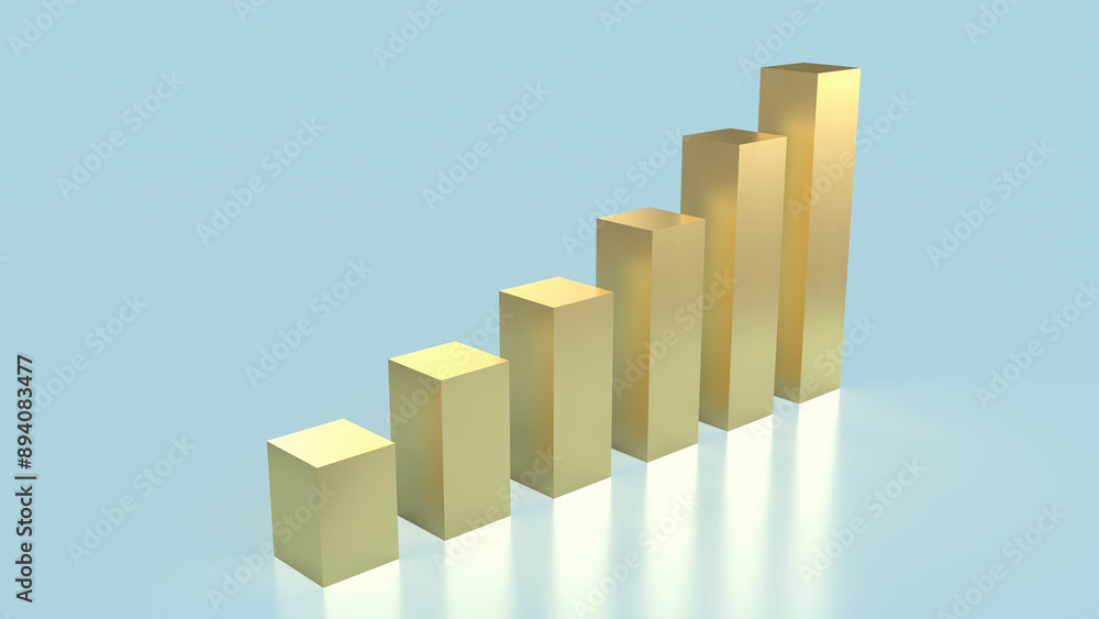 The gold chart on blue background for Business concept 3d rendering The gold chart on blue background for Business concept 3d rendering
