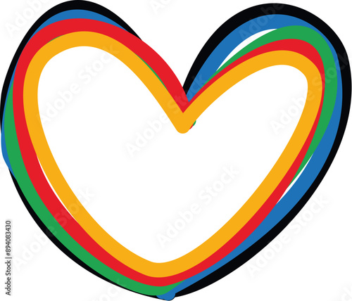 Heart symbol with abstract colorful lines