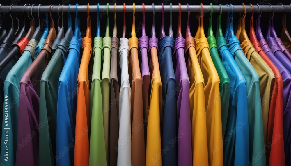 Colorful Fabric Swatches on Hangers. Colorful Fabric Swatches on Hangers.