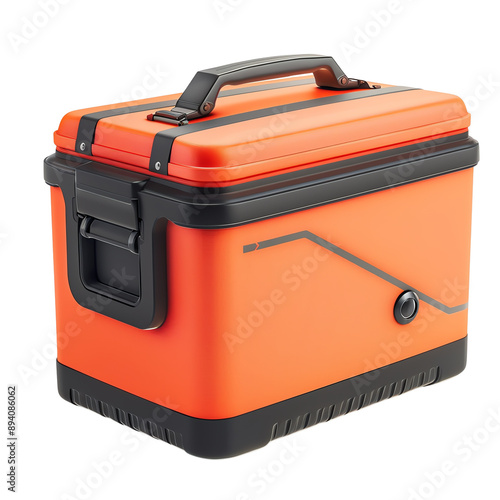 High-quality orange cooler box with a handle and secure latch, perfect for outdoor adventures, camping, and picnics.
