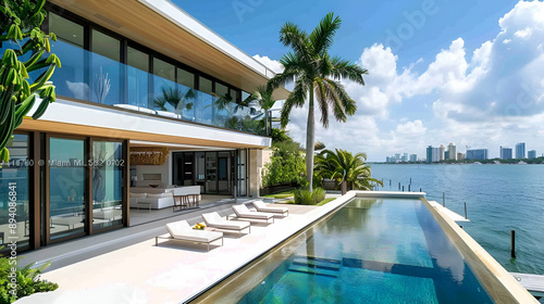 Sleek seaside retreat with modern architecture  rooftop infinity pool  and unobstructed water views