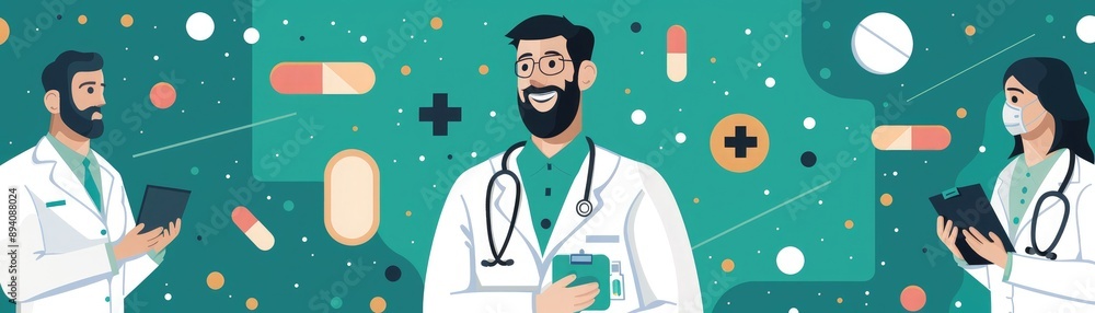 Aged attention consultant, medical advice, flat design illustration Aged attention consultant, medical advice, flat design illustration
