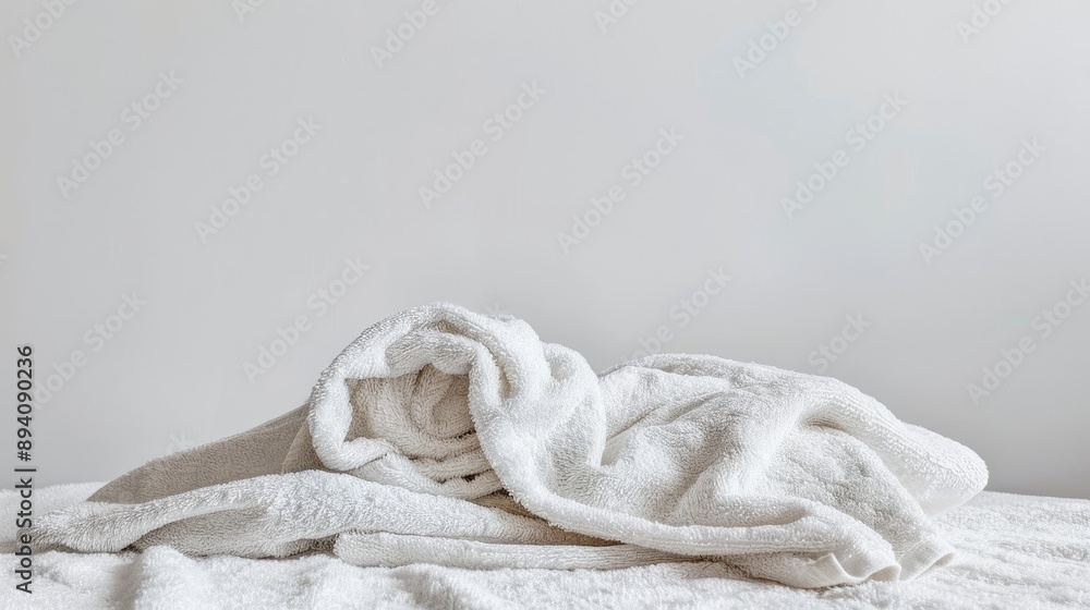 Solitary towel on white backdrop Solitary towel on white backdrop