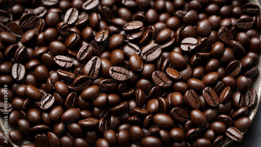 Aromatic Abundance: Dark Roasted Coffee Bean Background Texture Aromatic Abundance: Dark Roasted Coffee Bean Background Texture