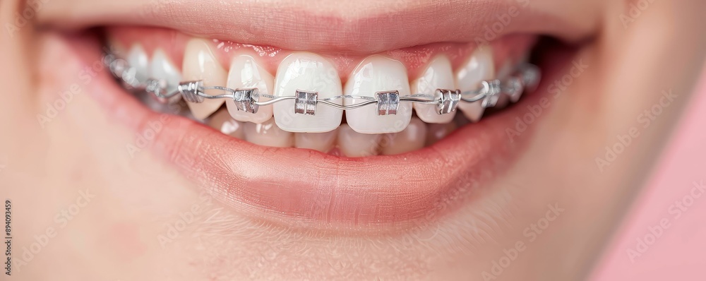 Obraz premium Orthodontist adjusting braces, dental correction, precision