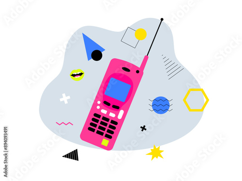Retro phone. 90's nostalgia vector illustration