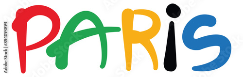 Paris lettering with cartoon style typography