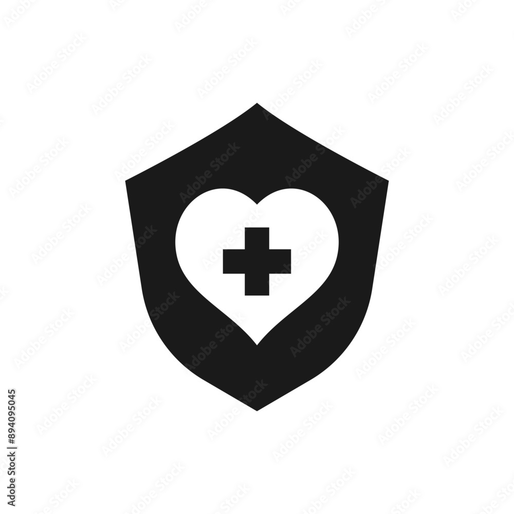 Healthcare protection. Cardio health icon flat style isolated on white background. Vector illustration Healthcare protection. Cardio health icon flat style isolated on white background. Vector illustration