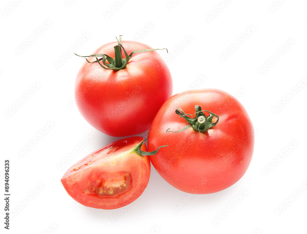 Fresh red tomatoes on white background Fresh red tomatoes on white background