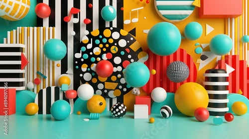 Vibrant abstract background with colorful 3D geometric shapes, perfect for modern design, creativity, and artistic inspiration.