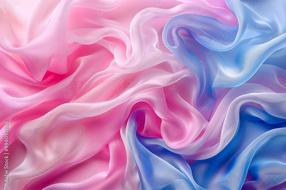 Fototapeta premium Pink and Blue Sheer Fabric Background