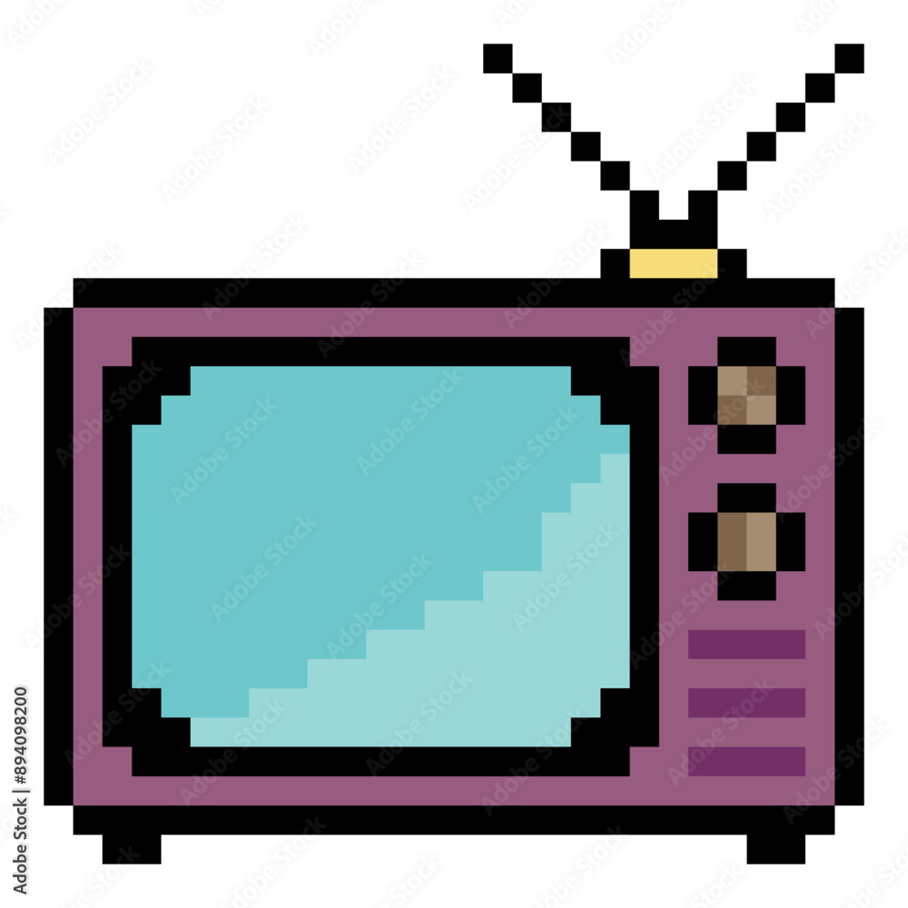 Old retro television in 8 bit pixel art style Old retro television in 8 bit pixel art style