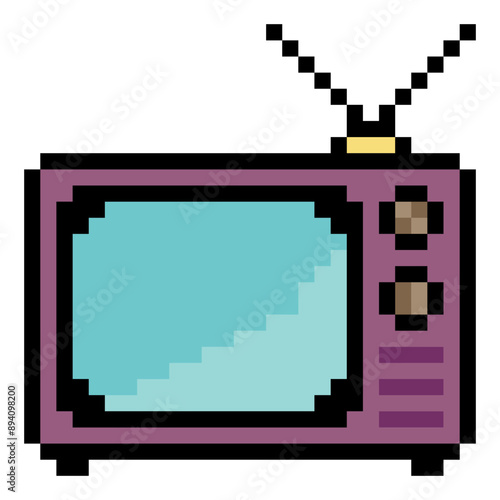 Old retro television in 8 bit pixel art style