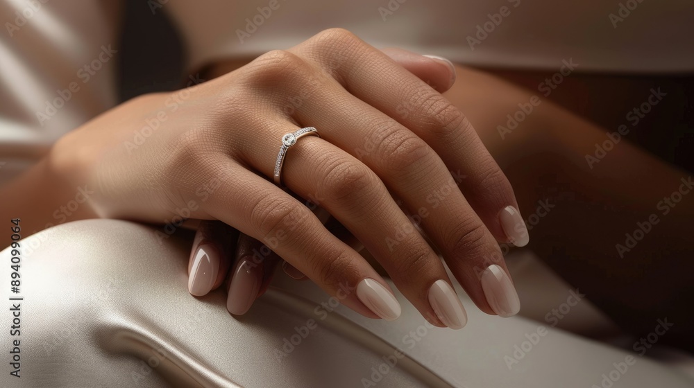Elegant close-up of a beautiful woman's hands with a delicate ring, emphasizing smooth skin and refined gestures Elegant close-up of a beautiful woman's hands with a delicate ring, emphasizing smooth skin and refined gestures