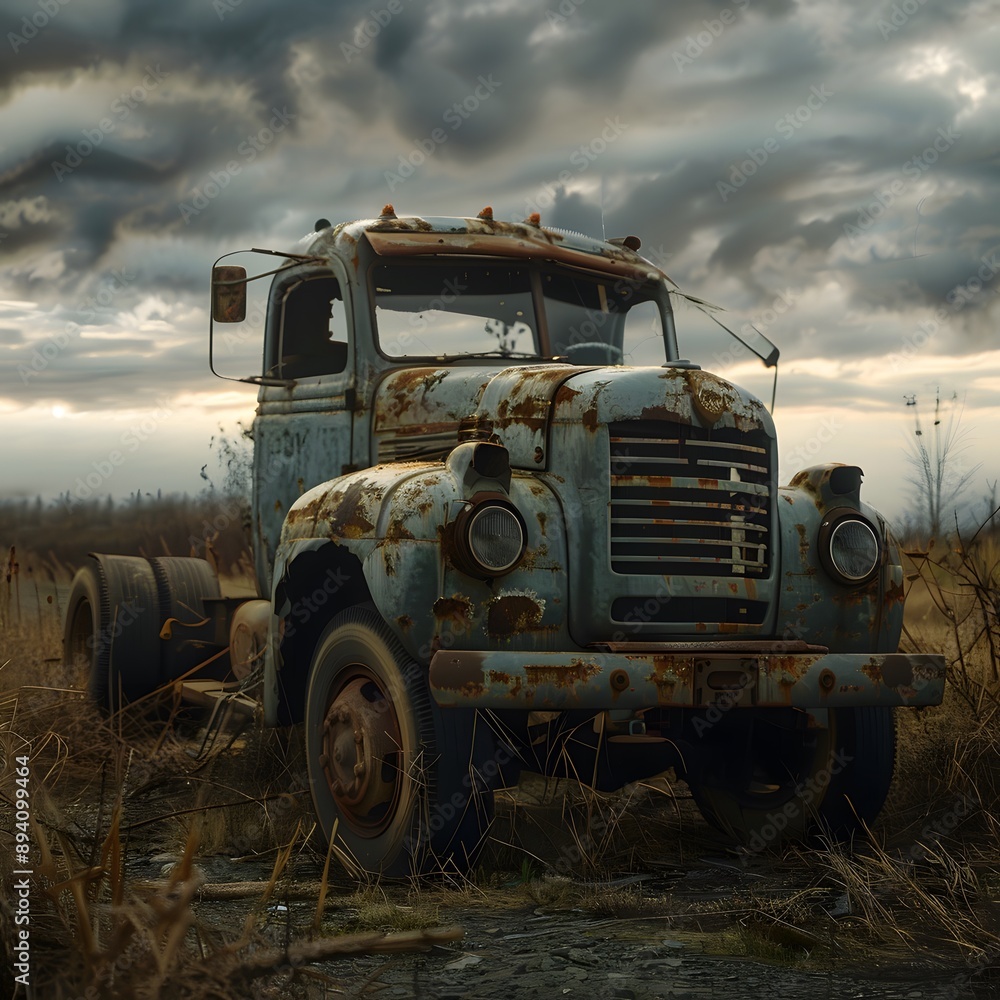 old truck in the field old truck in the field