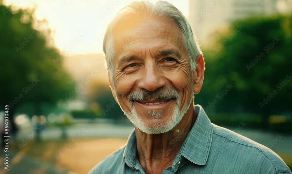 Portrait of a senior man in the city park at sunset. Portrait of a senior man in the city park at sunset.