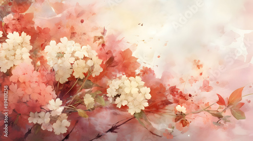 Watercolor Floral Illustration with Pink and White Flowers