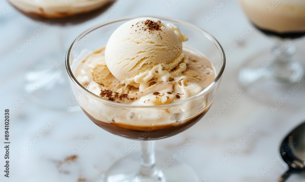 coffee affogato with vanilla ice cream, Generative AI coffee affogato with vanilla ice cream, Generative AI