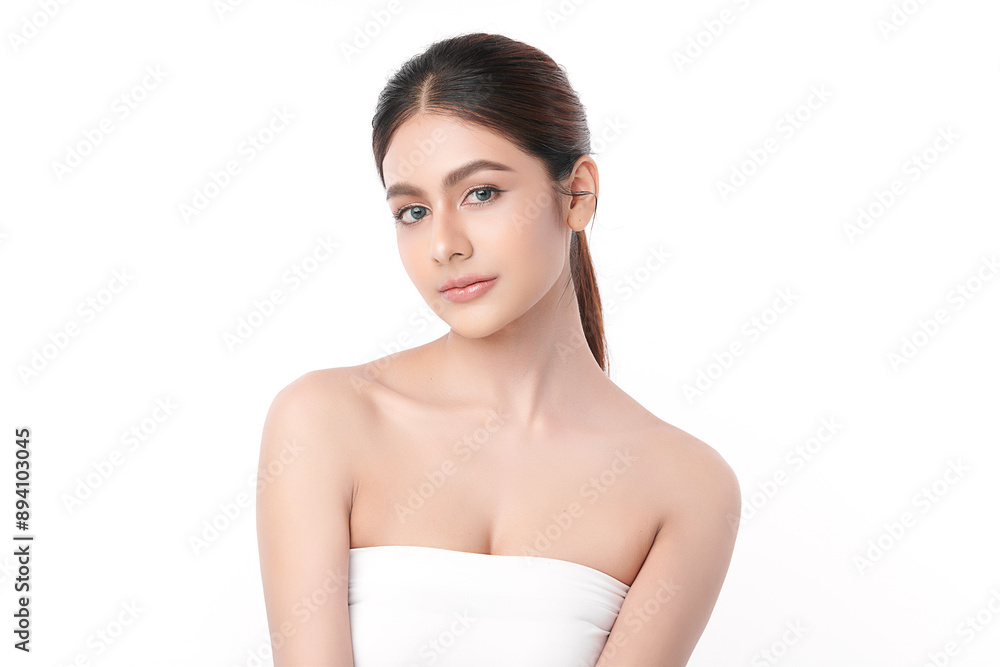 Beautiful young asian woman with clean fresh skin on white background, Face care, Facial treatment, Cosmetology, beauty and spa, Asian women portrait. Beautiful young asian woman with clean fresh skin on white background, Face care, Facial treatment, Cosmetology, beauty and spa, Asian women portrait.